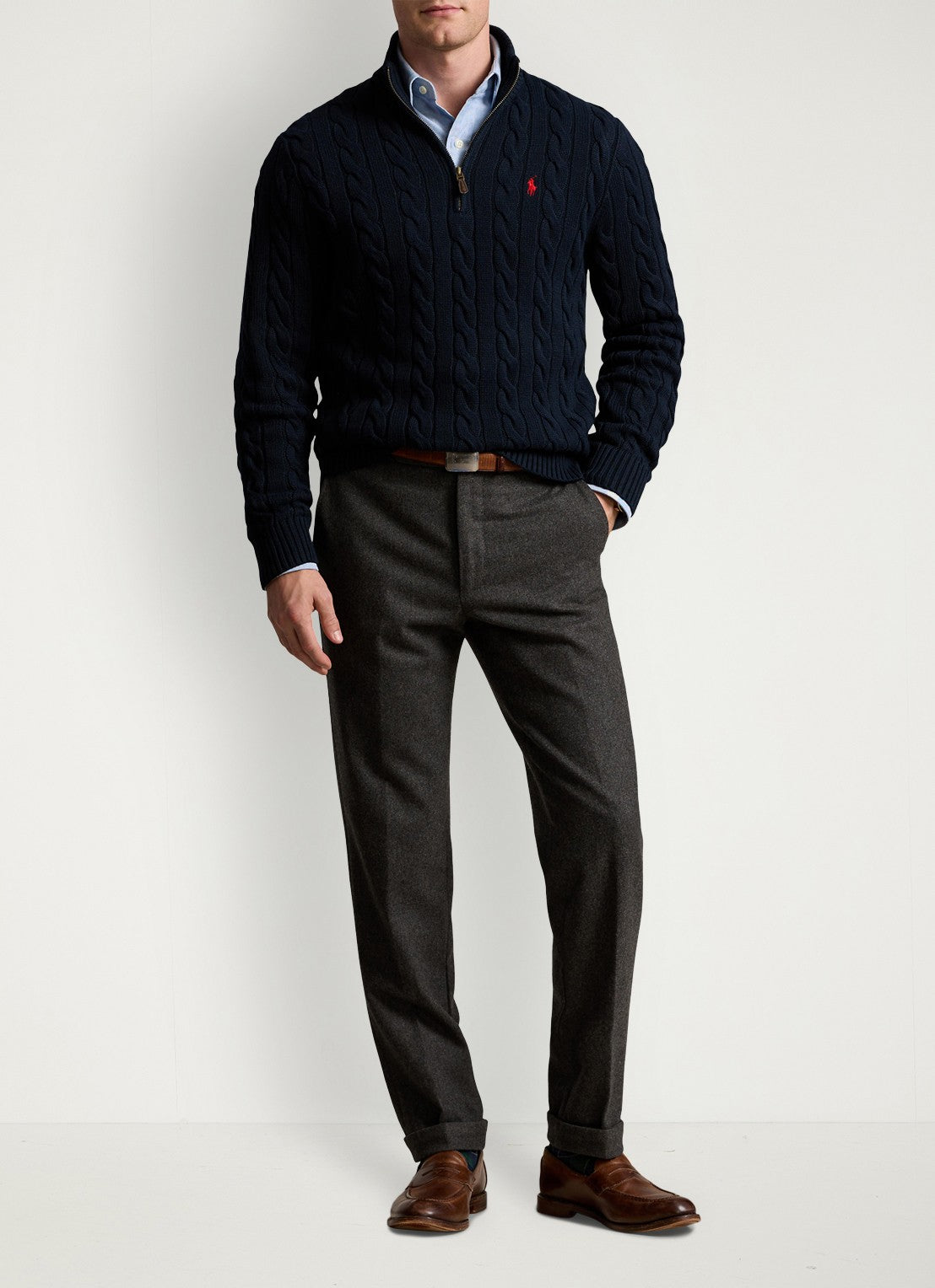 Cable-Knit Cotton Quarter-Zip