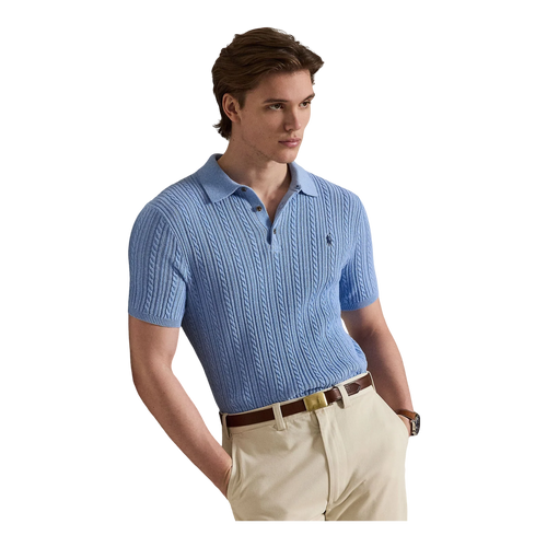 Cable-Knit Cotton Polo Jumper