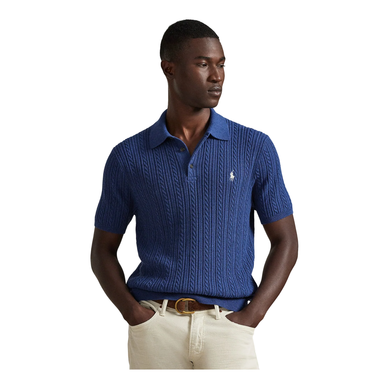 Cable-Knit Cotton Polo Jumper