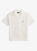 Men's White Custom Slim Fit Terry Camp Shirt