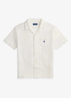 Men's White Custom Slim Fit Terry Camp Shirt