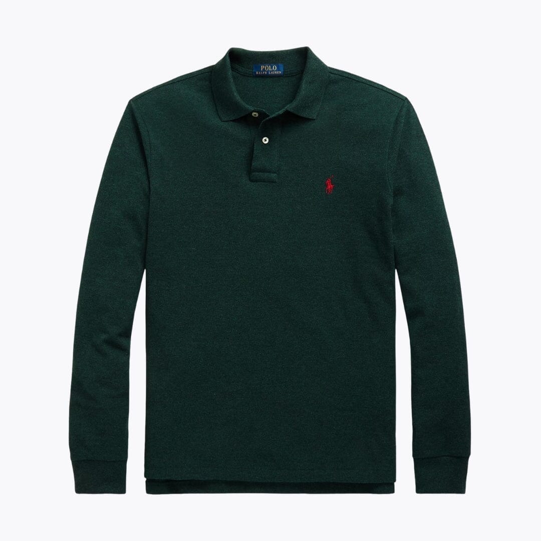 Mesh Long-Sleeve Polo Shirt