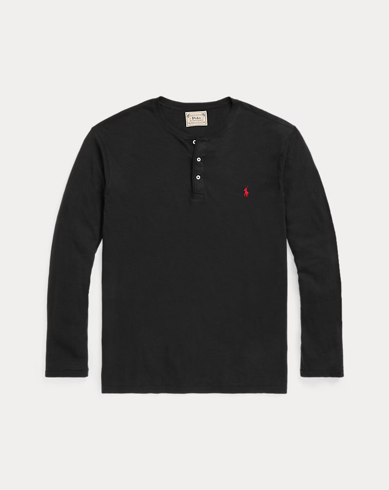 Slub jersey henley-shirt