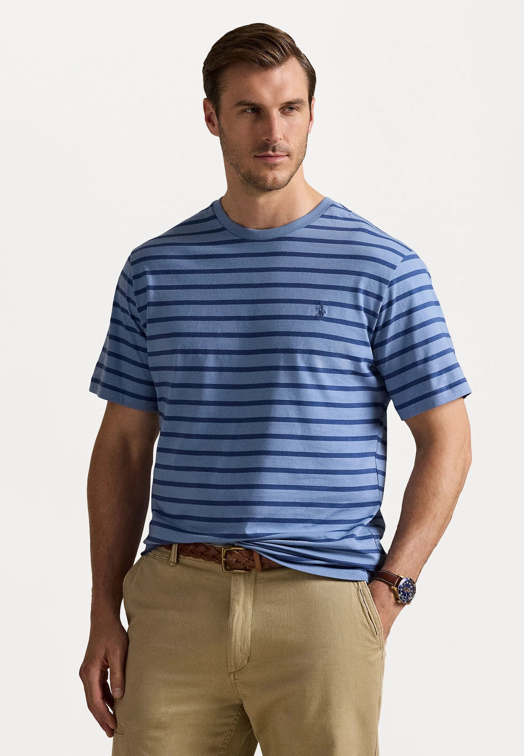Striped Jersey Crewneck T-Shirt