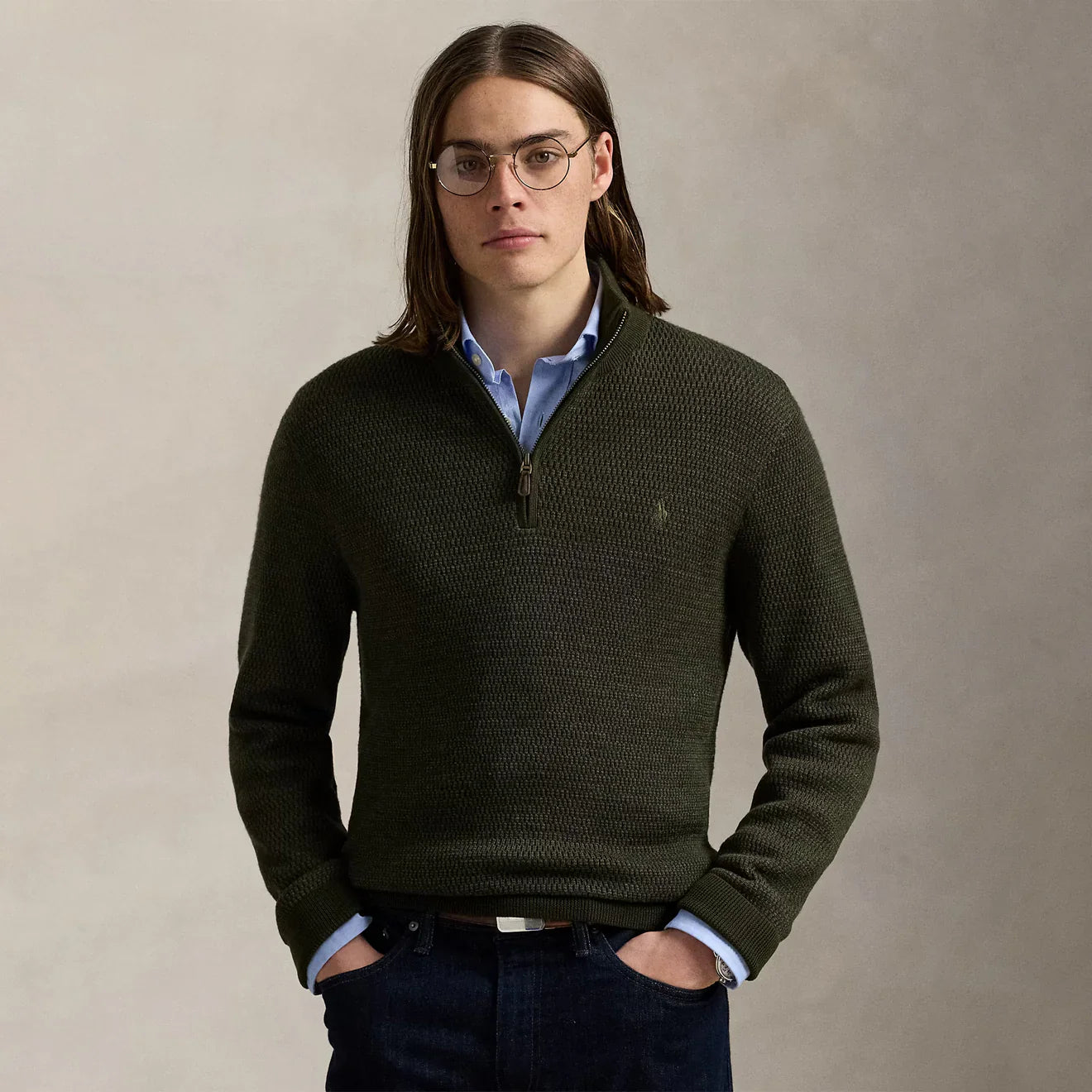 Washable Wool Quarter-Zip Sweater